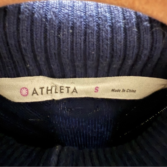 Athleta Ribbed Sweater Dress Half Zip Blue Sz Small - Picture 13 of 16